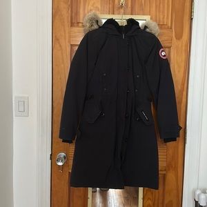 CANADA GOOSE - Dark navy black, XS, fur trimmed hood